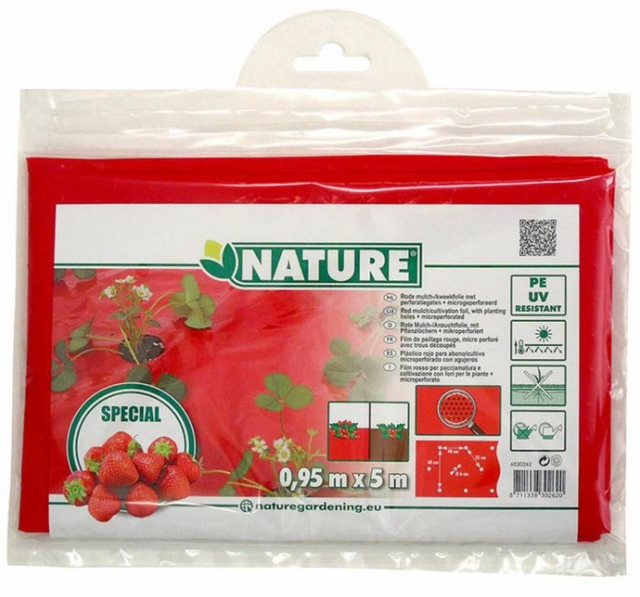 Film de paillage rouge Nature avec trous 