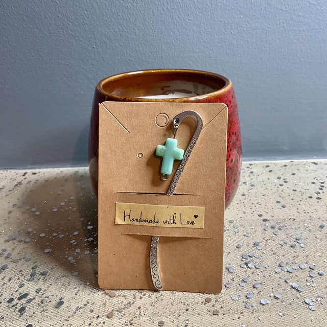 First Communion and Christening gift. Handmade bookmark with Cross design.