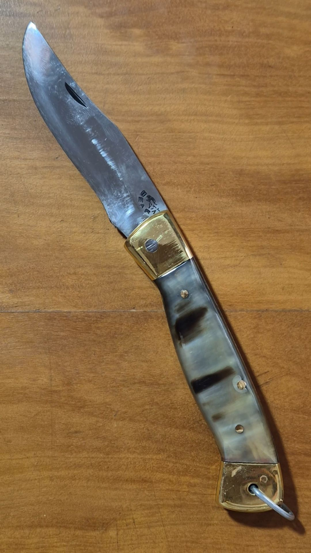 Canivete 9cm Outdoor Acampamento Inox 420C 3mm Chifre Bovino