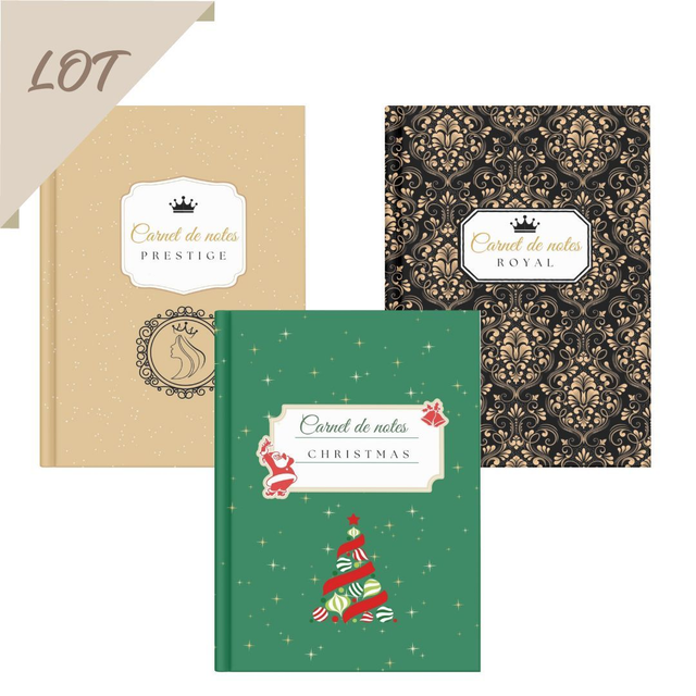 Lot 3 carnets ROYAL, PRESTIGE et CHRISTMAS