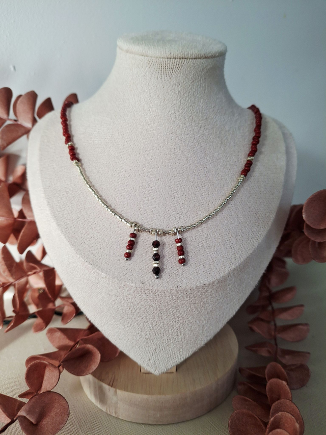 Collier Solaria - rouge argenté