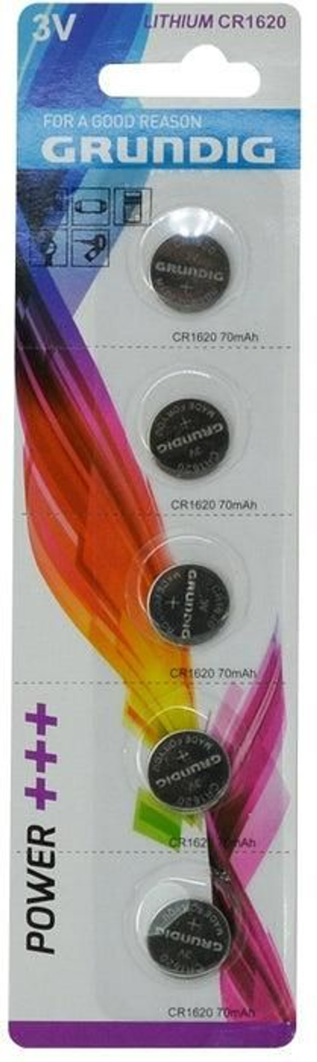 Grundig 3V Buttom Cell Batteries CR1620, 5 Pcs