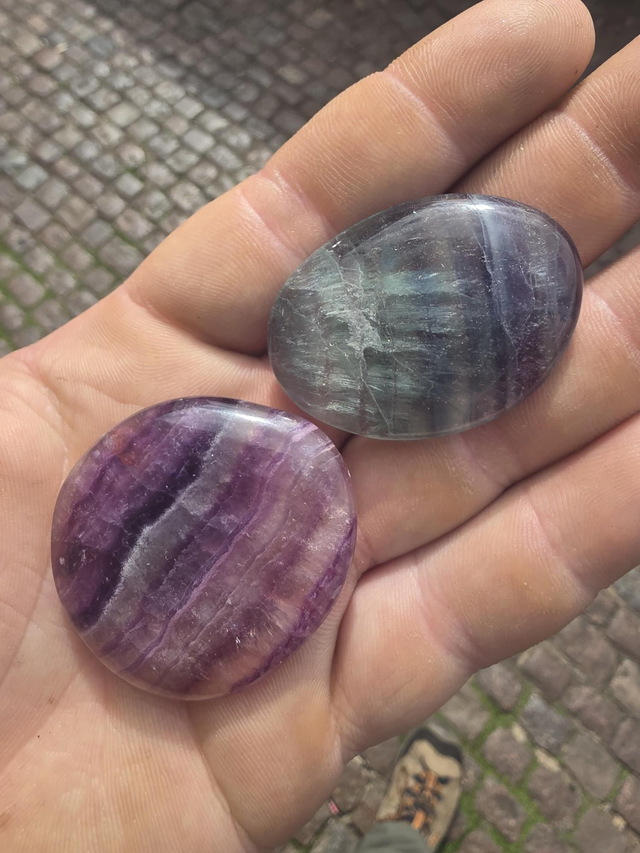 Rainbow/purple fluorite palmstone