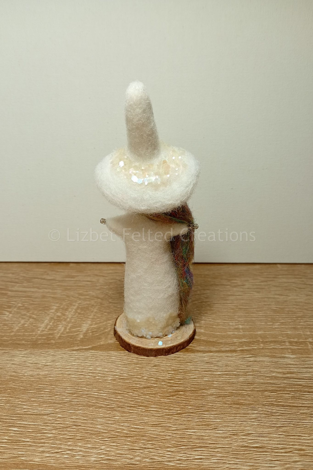 White witch decoration, felted white witch