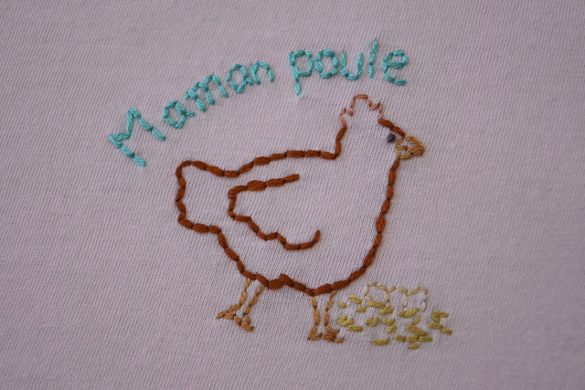 T-shirt brodé main - Maman Poule/ Papa poule