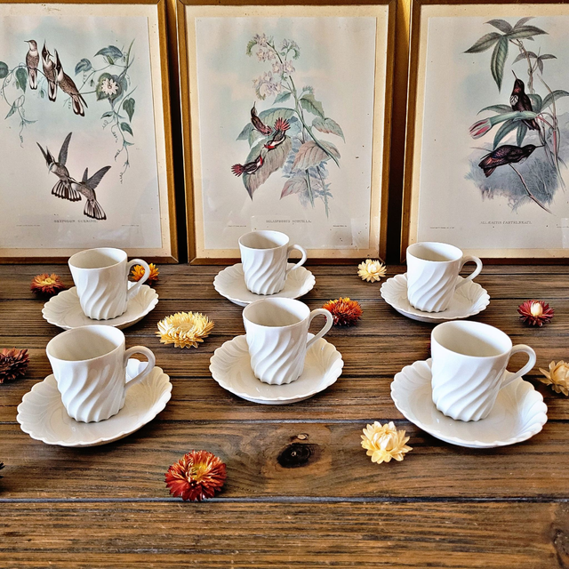 X Tasses à expresso café vintage Haviland modèle Torse en porcelaine (par 6 ou plus ou moins)