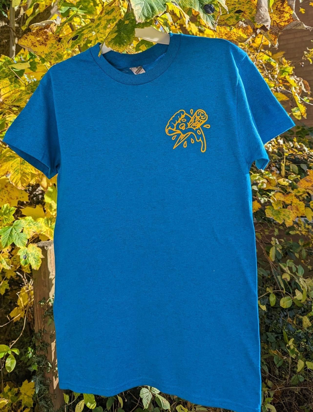 T-shirt - Sapphire with Yellow Print