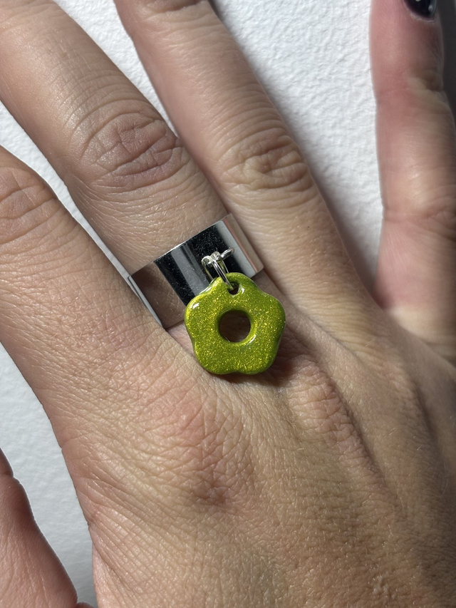 Argent 10mm Pampille Kaki Pailleté