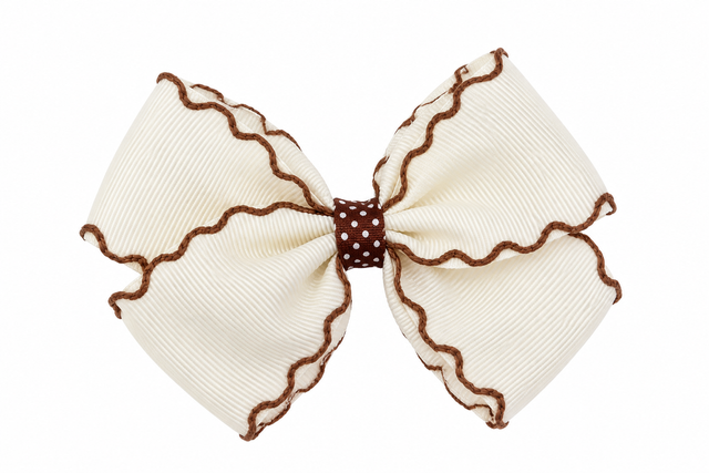 Single cream brown hair bow 