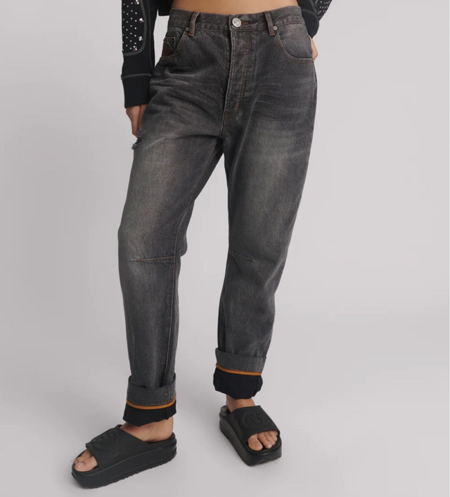 Grey/Black Washed Boyfriend Jeans