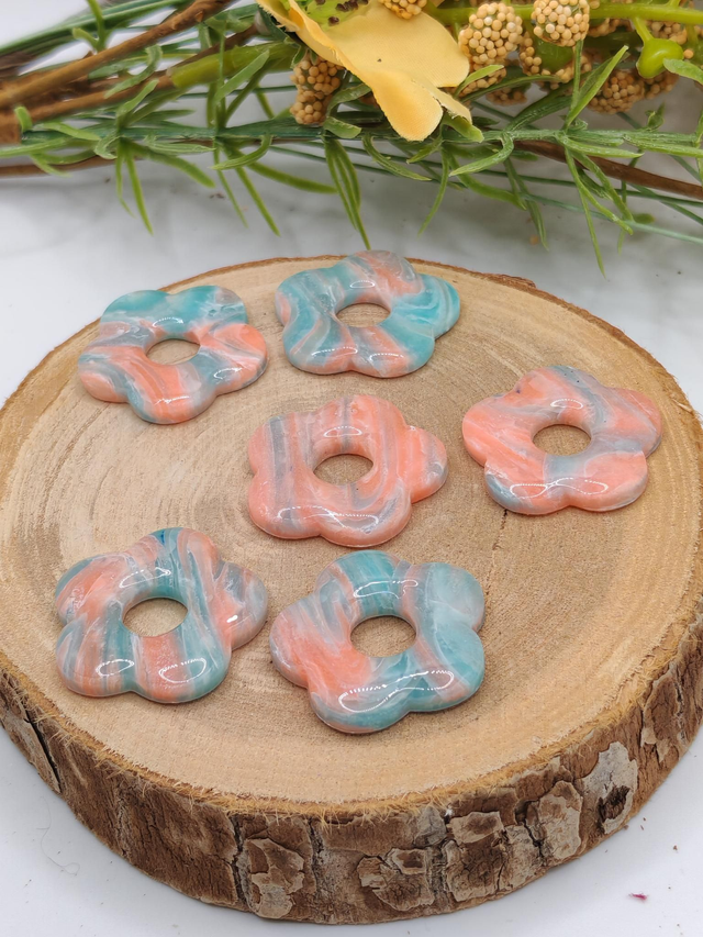 Fleurs Amaya marbré bleu/pêche 🍑