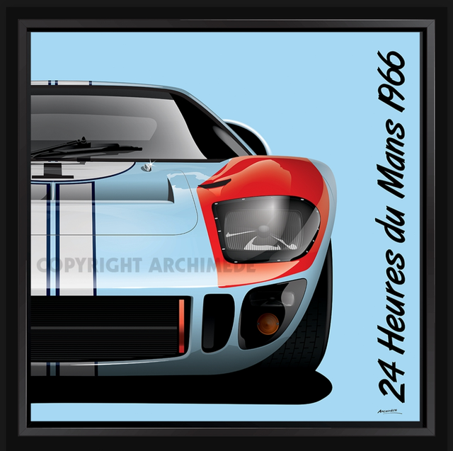 Ford GT40 - Ken Miles at Le Mans in 1966 - Framed print by Archimede