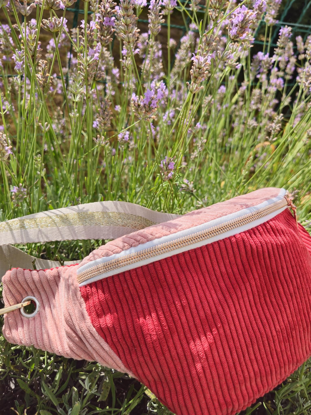 Banane classique velours rose et bordeaux taille S