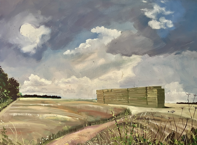 The giant Bale stack at Minningdale - oil on 80x60cm deep edge canvas