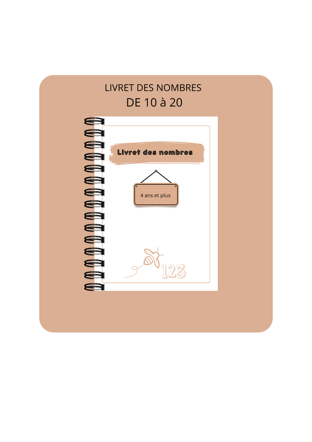 Livret des nombres et le tracer A4 de 10 à 20 