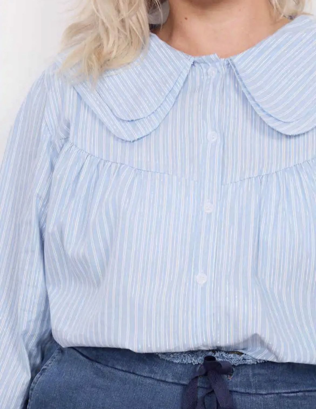 Chemise Double Col Rayures Bleu et Blanc GT Claudine