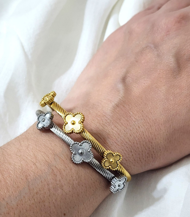 Bracelete Multi Trevo em Aço Inoxidável