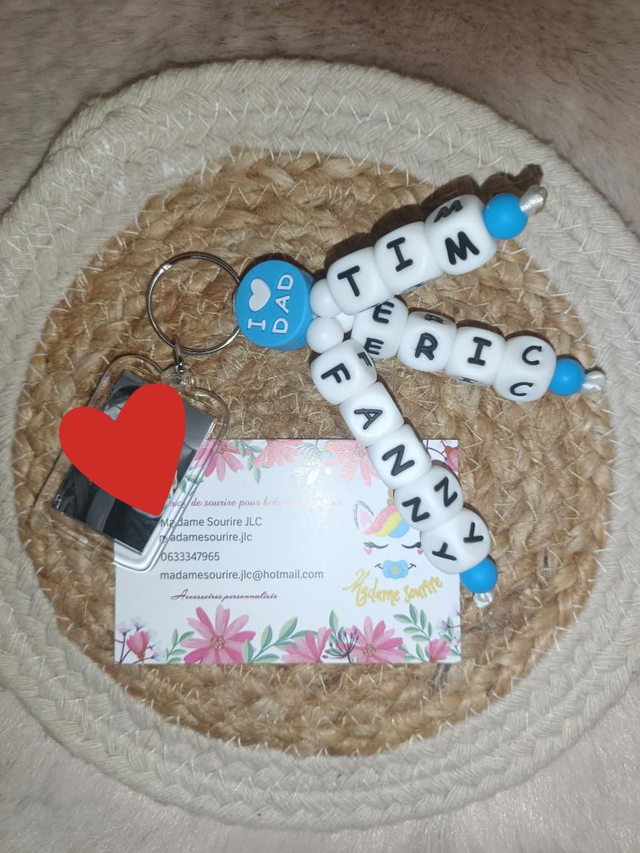 Porte clés photo 3 branches liées I love DAD