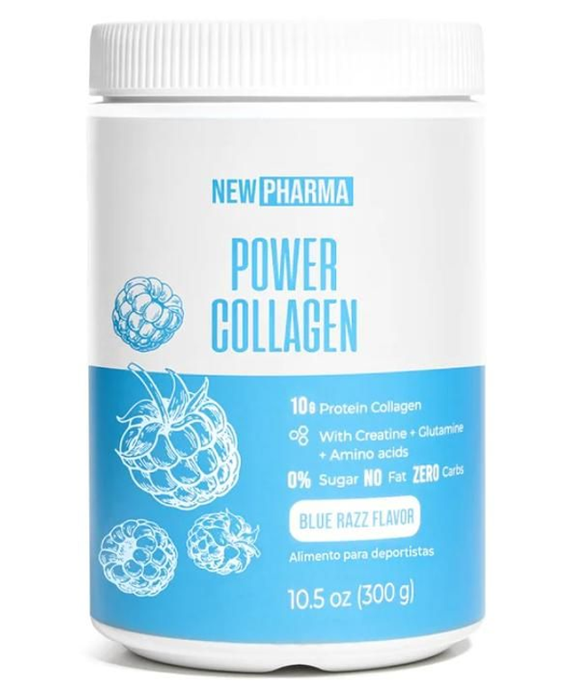 Proteína Newpharma Power Collagen en Polvo Blue Razz – Colágeno para Músculos, Articulaciones y Piel