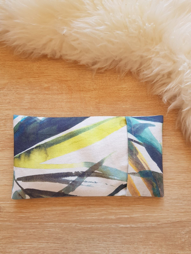 47 - Coussin pour les yeux - Palmes aquarelles bleues