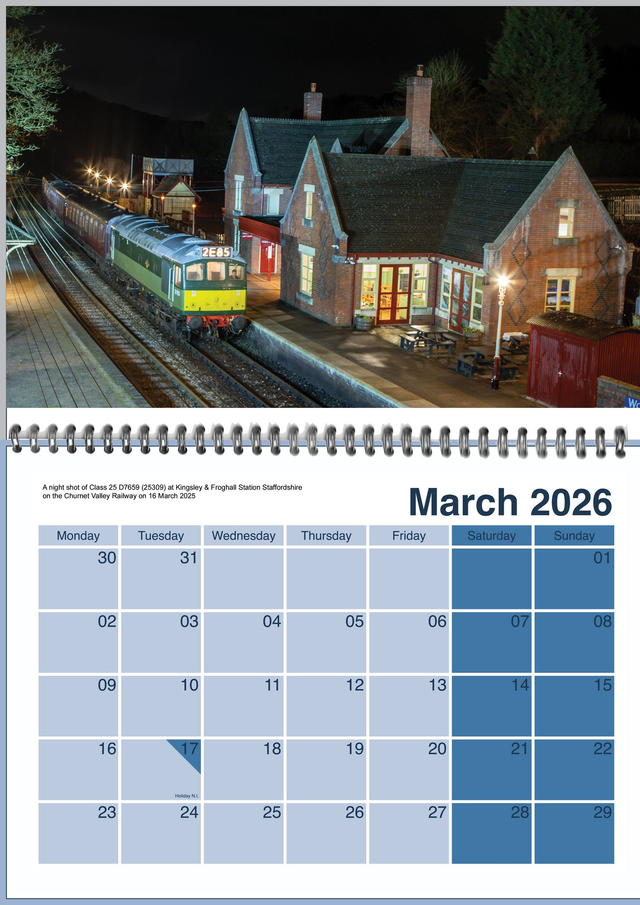 2026 Railway Calendar by Clive Stapleton