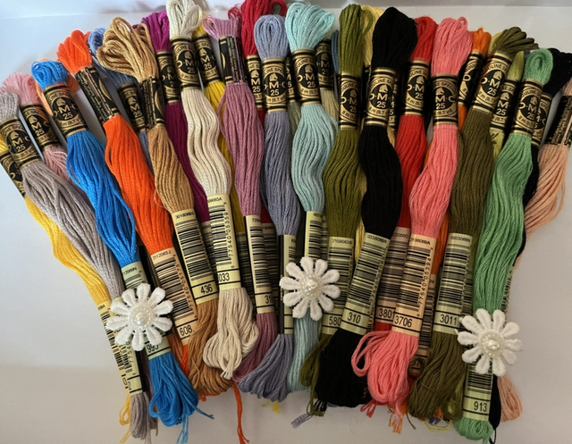 Bundle of 63 Skeins CXC Threads Needles 14ct Aida