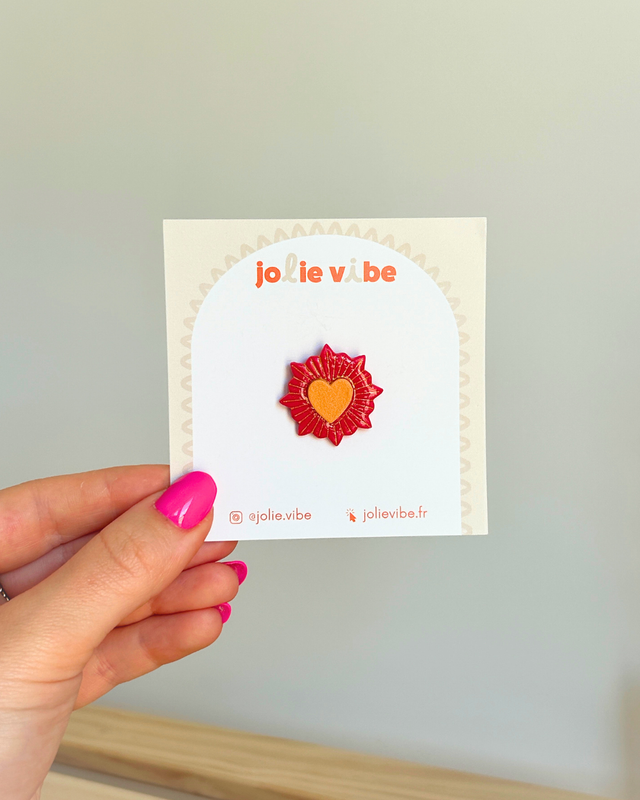 Coeur rouge et orange - Pin's