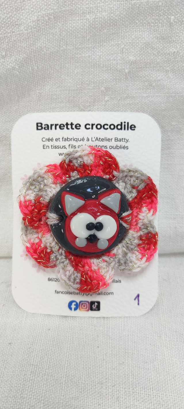 Barrette crocodile Chat Rouge