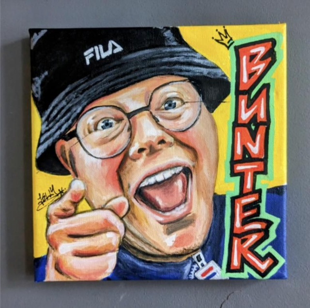 DJ Billy Daniel Bunter painting on canvas