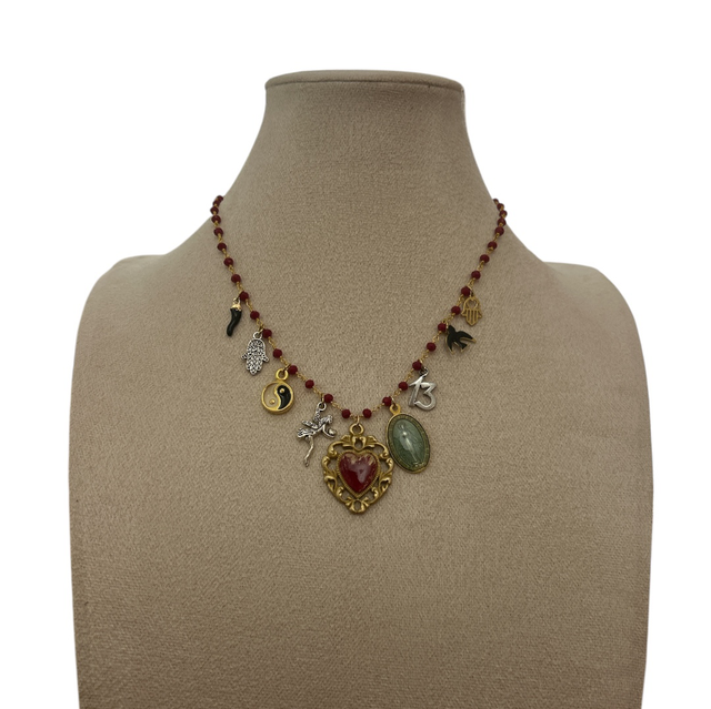 Collana multicharms cuore rosso - 25AM-3