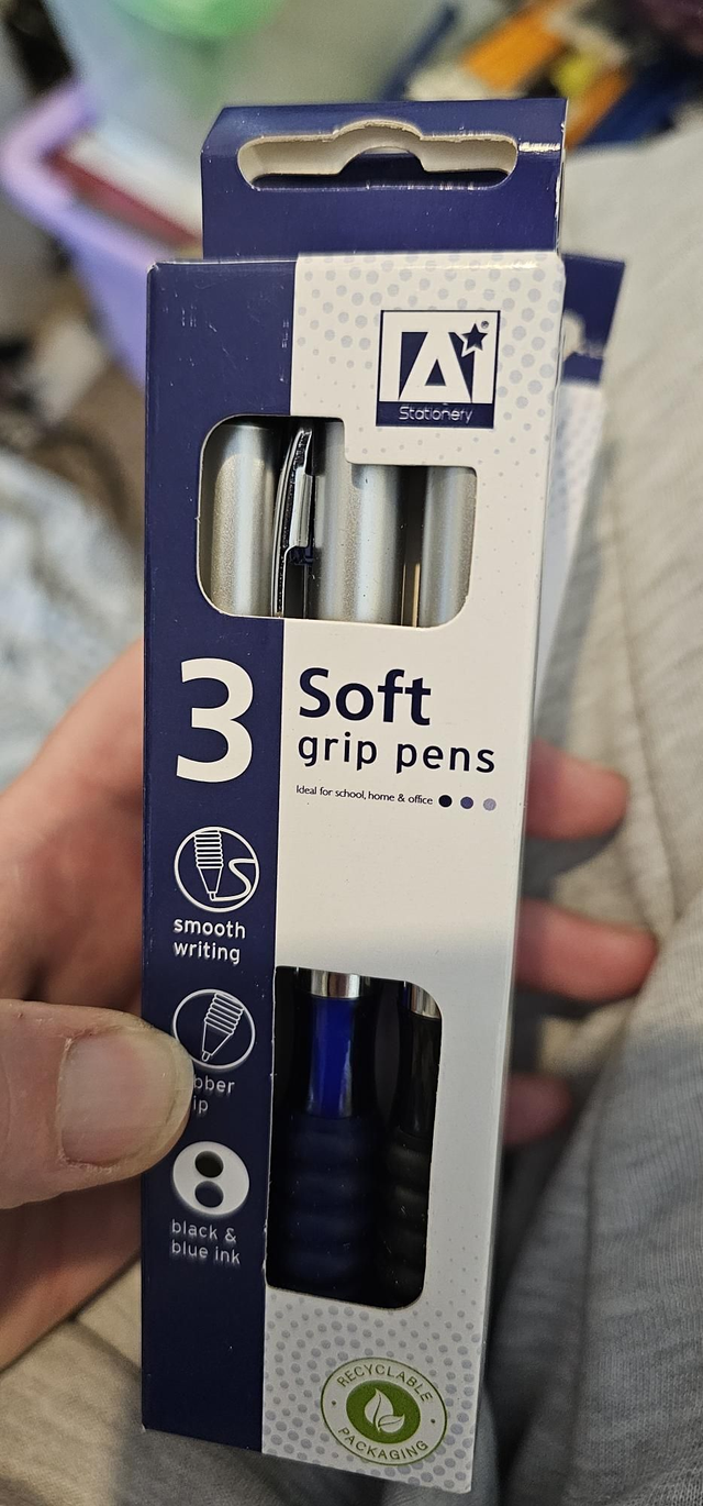 3 soft grip pens