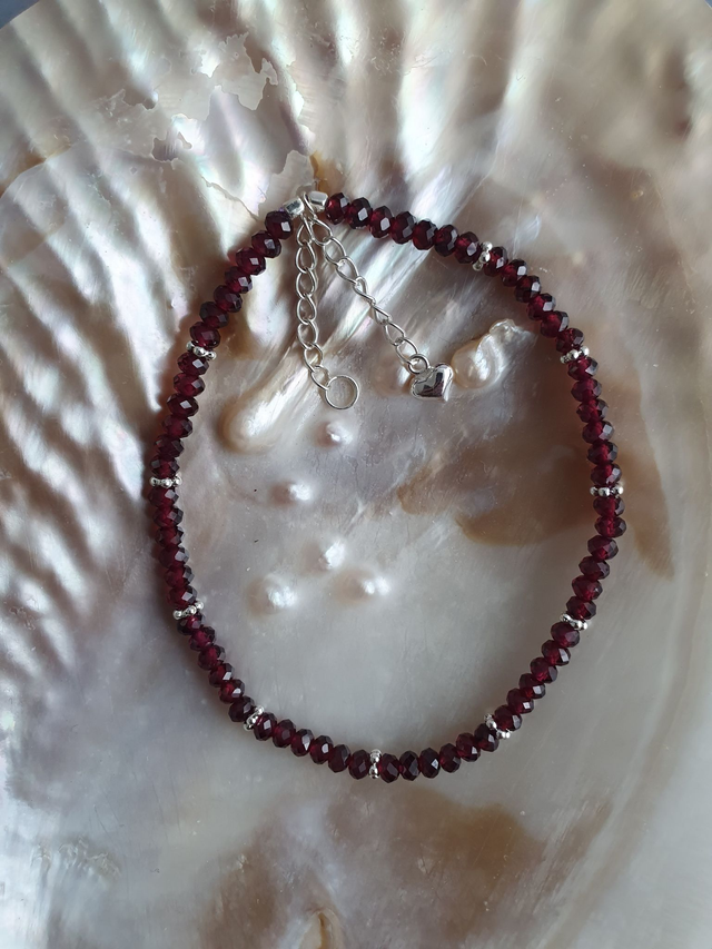 Armband Granat mit Herzkette