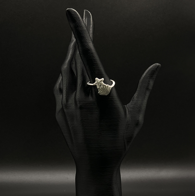 Anel regulável estrela do mar e concha