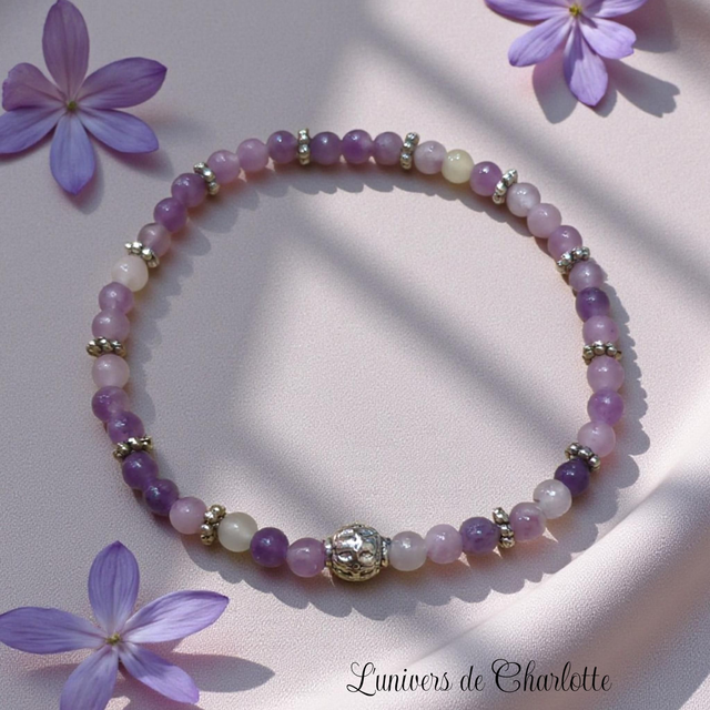 Bracelet "Lépidolite" - Perle 4 mm - REF28