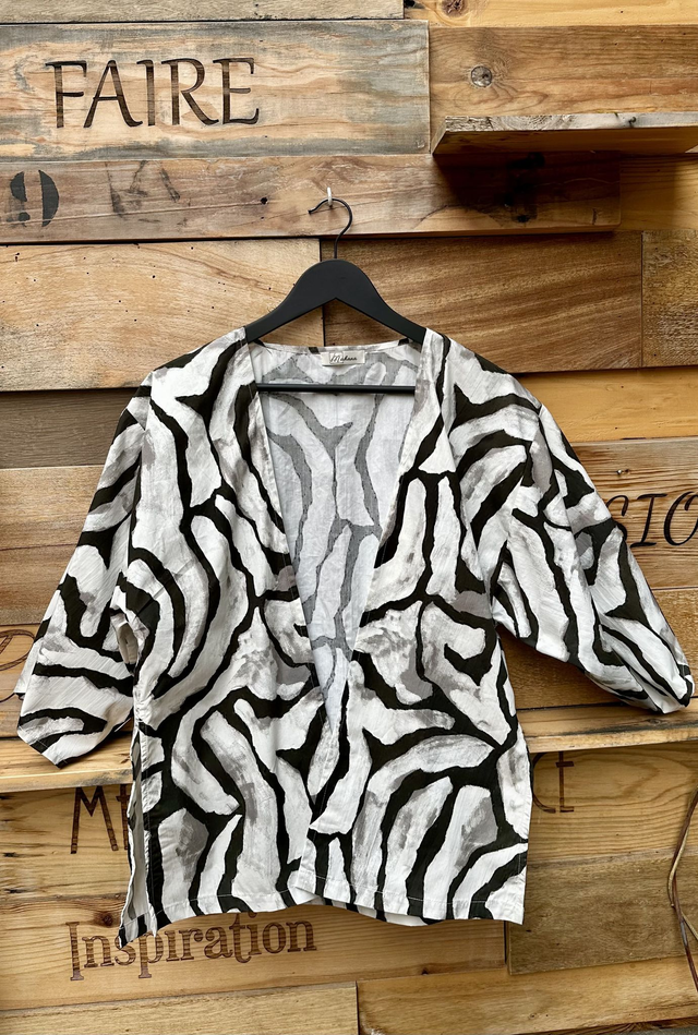 Tunique mi-longue noir et blanche