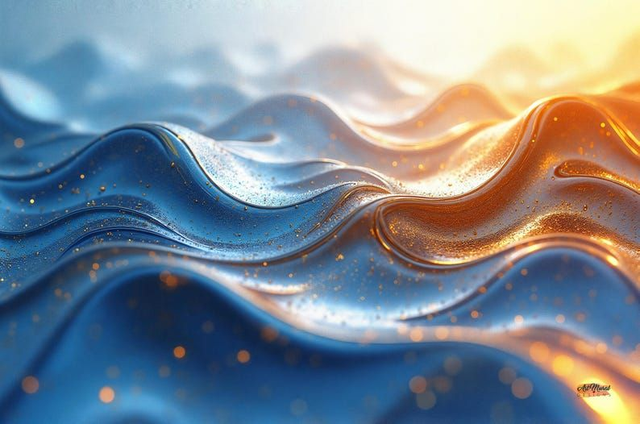 Vagues Abstraites Bleu &amp; Or 🌊 | Art Mural Moderne &amp; Apaisant – Toile/Poster 🎨