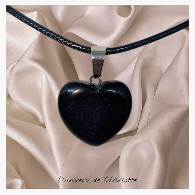 Pendentif "Obsidienne" coeur PN-319