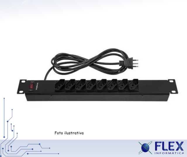 REGUA PROTETOR ELETRONICO C/8 TOMADAS P/ RACK EPR 208 