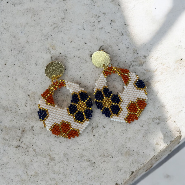 Boucles d'oreilles ovales à fleurs