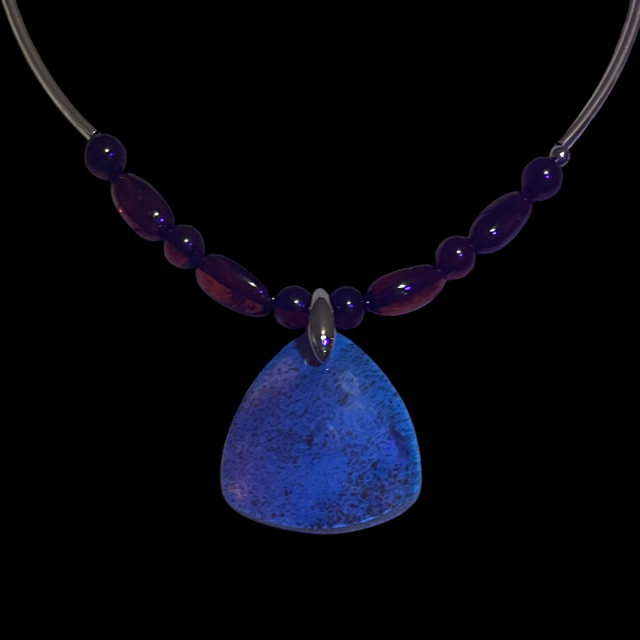 Indonesian blue amber and sterling silver necklace