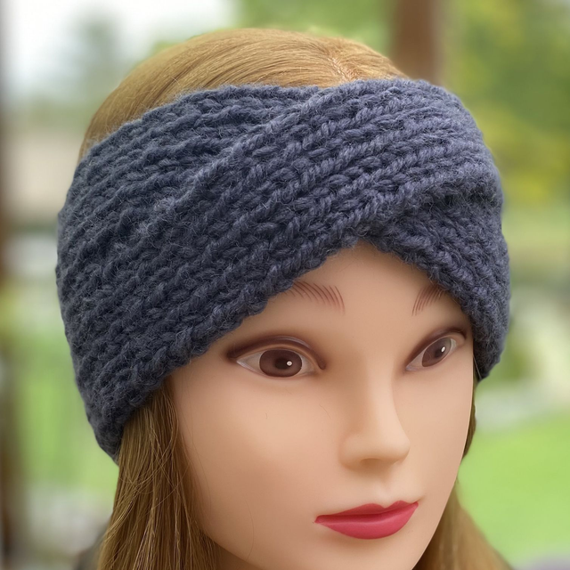 Bandeau croisé laine Blue Jean