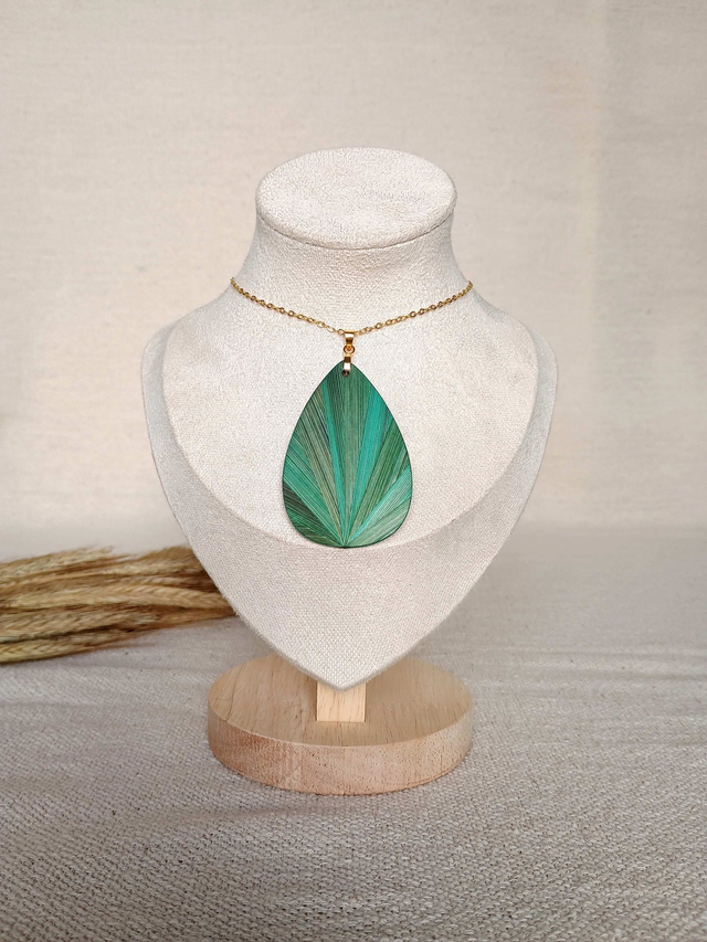 Collier GOUTTE Éventail - Vert JUNGLE