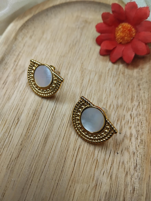 Boucles d'oreilles nacré en acier inoxydable 