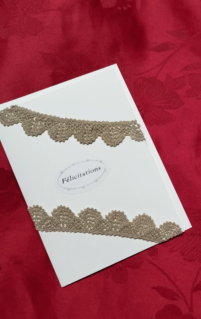 Carte + enveloppe " félicitations" dentelle 