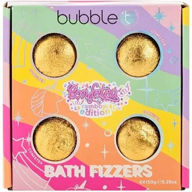 Bubble t confetti rainbow edition bath fizzer gift set