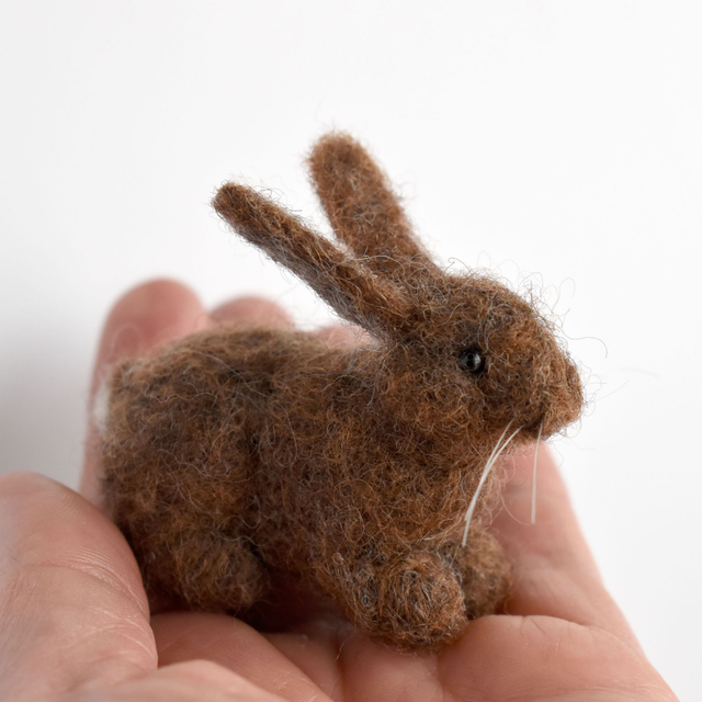 rabbit - brown - needle felted sculpture