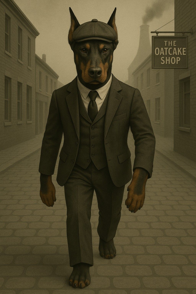 Doberman Framed Canvas Peaky Pooch