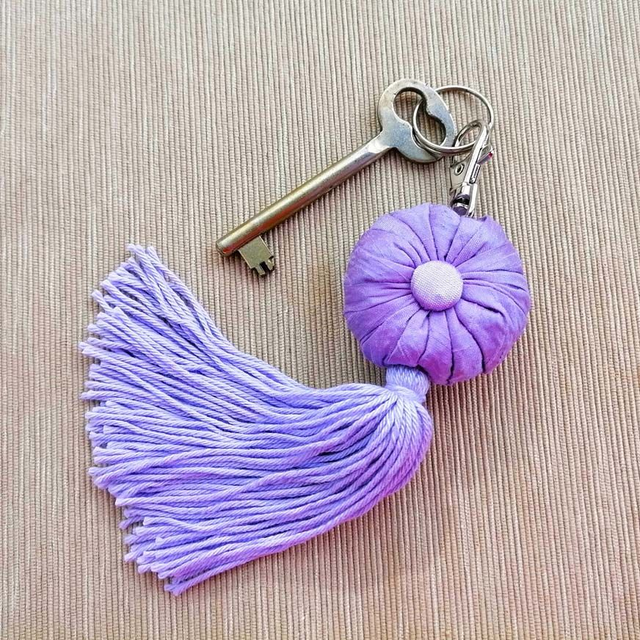 Porte-clés Sachet de lavande en soie Dupion