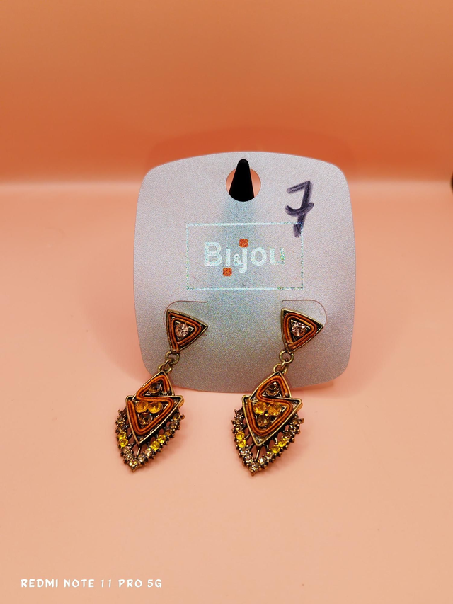 Boucles d&#039;Oreilles Pendantes Ethniques Orange et Jaune