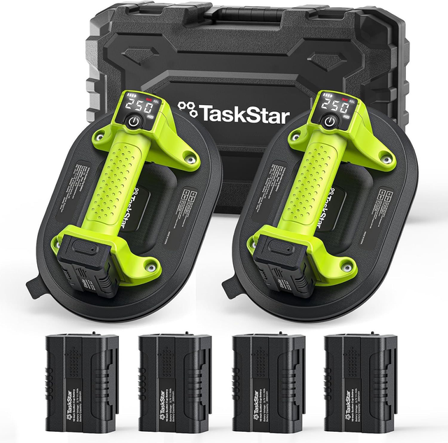 Taskstar Akku-Saugheber-Set – 2 × 25 cm mit LCD &amp; 4 Akkus